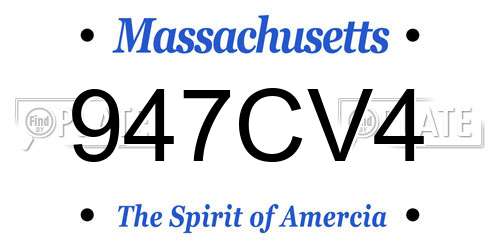 947CV4 Massachusetts License Plate