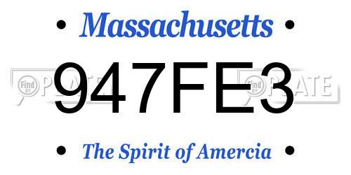 947FE3 Massachusetts License Plate