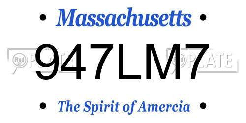 947LM7 Massachusetts License Plate
