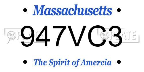 947VC3 Massachusetts License Plate
