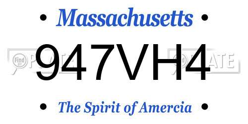 947VH4 Massachusetts License Plate