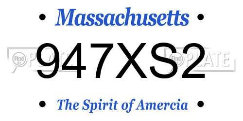 947XS2 Massachusetts License Plate