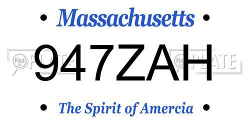 947ZAH Massachusetts License Plate