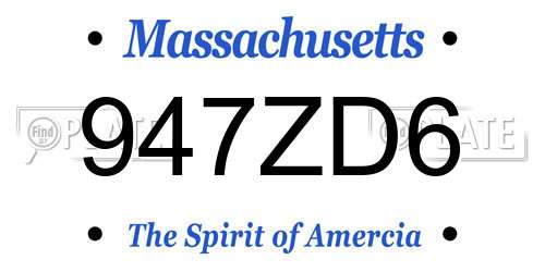 947ZD6 Massachusetts License Plate