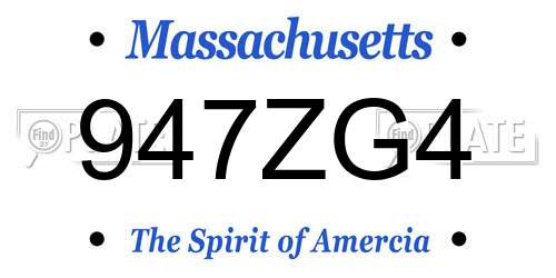 947ZG4 Massachusetts License Plate