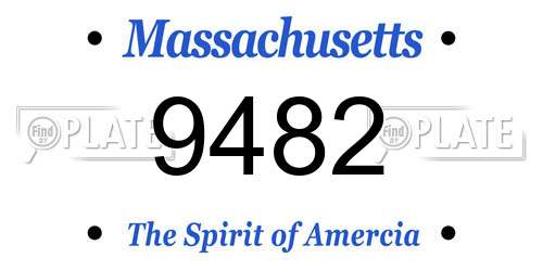 9482 Massachusetts License Plate