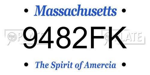 9482FK Massachusetts License Plate