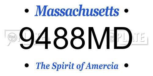 9488MD Massachusetts License Plate