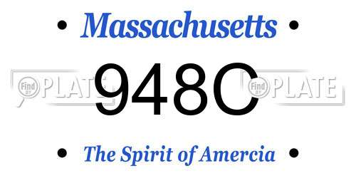 948C Massachusetts License Plate