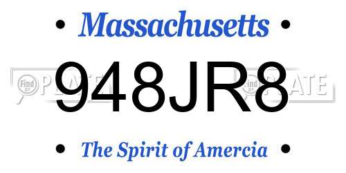 948JR8 Massachusetts License Plate