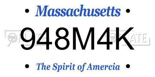 948M4K Massachusetts License Plate