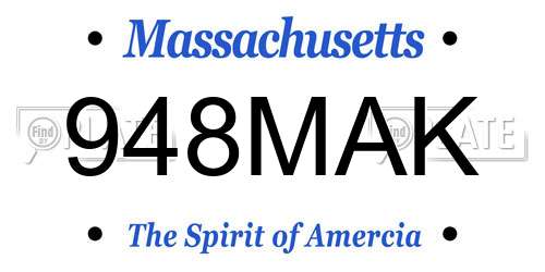 948MAK Massachusetts License Plate