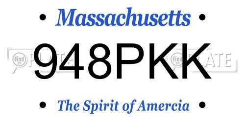 948PKK Massachusetts License Plate