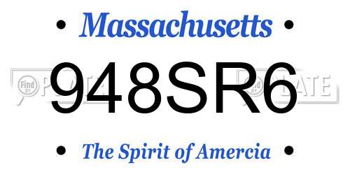 948SR6 Massachusetts License Plate