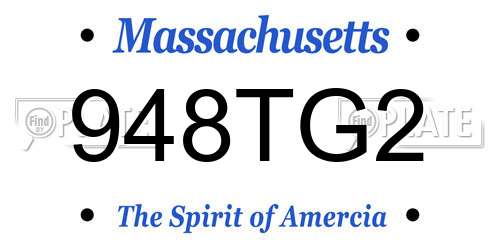 948TG2 Massachusetts License Plate