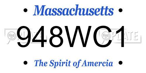 948WC1 Massachusetts License Plate