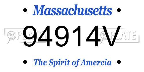 94914V Massachusetts License Plate