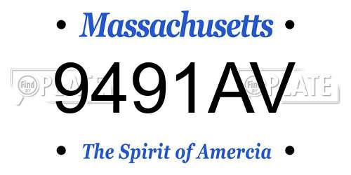 9491AV Massachusetts License Plate