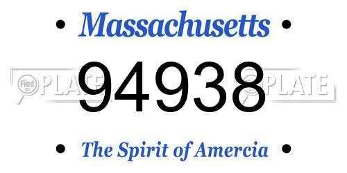 94938 Massachusetts License Plate
