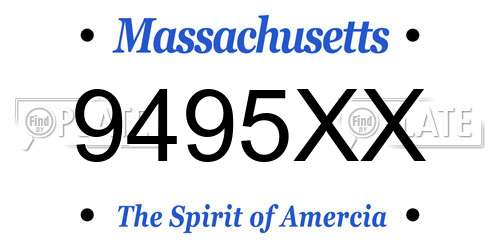 9495XX Massachusetts License Plate