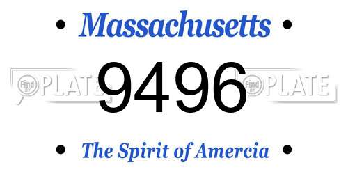 9496 Massachusetts License Plate