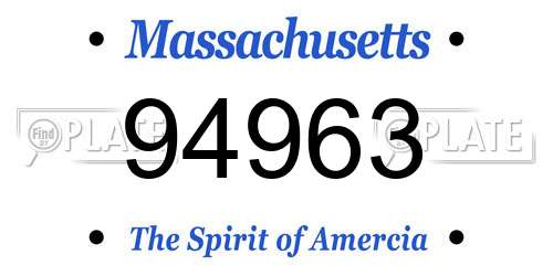 94963 Massachusetts License Plate