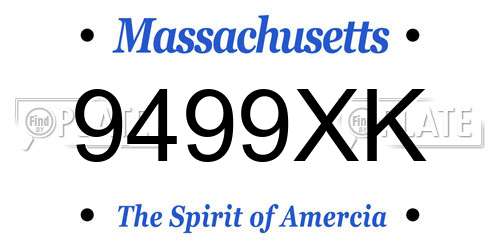 9499XK Massachusetts License Plate