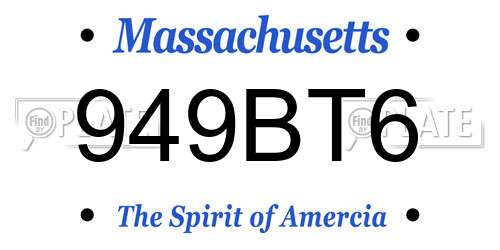 949BT6 Massachusetts License Plate
