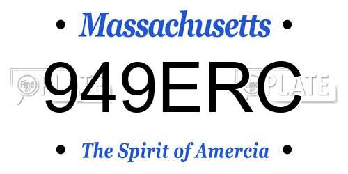 949ERC Massachusetts License Plate
