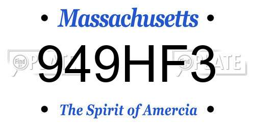 949HF3 Massachusetts License Plate