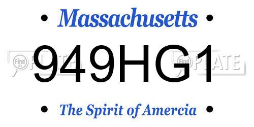949HG1 Massachusetts License Plate