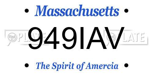 949IAV Massachusetts License Plate