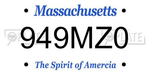 949MZ0 Massachusetts License Plate