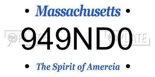 949ND0 Massachusetts License Plate