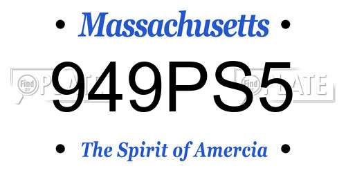 949PS5 Massachusetts License Plate