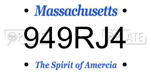 949RJ4 Massachusetts License Plate