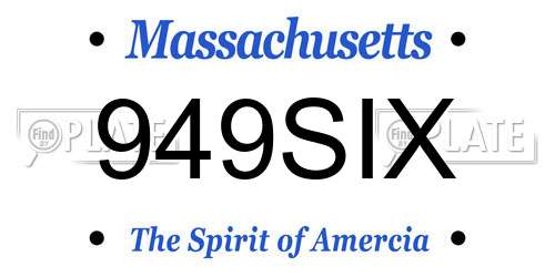 949SIX Massachusetts License Plate