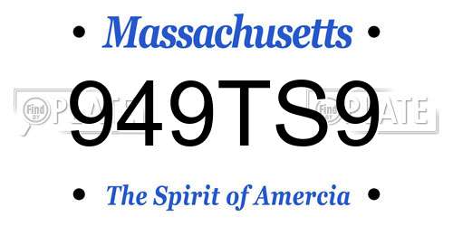 949TS9 Massachusetts License Plate