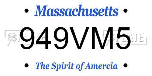949VM5 Massachusetts License Plate