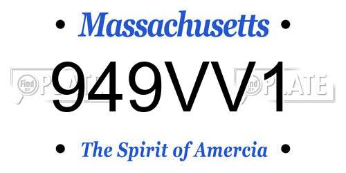 949VV1 Massachusetts License Plate
