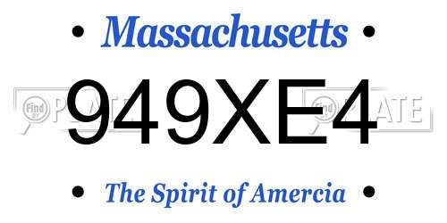 949XE4 Massachusetts License Plate