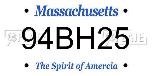 94BH25 Massachusetts License Plate
