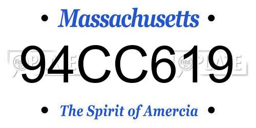 94CC619 Massachusetts License Plate