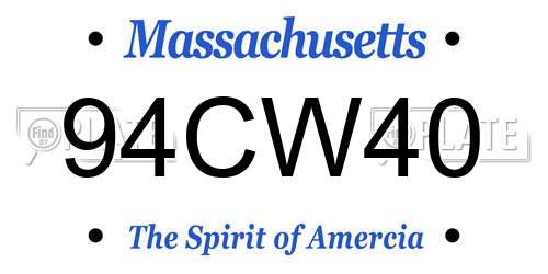 94CW40 Massachusetts License Plate