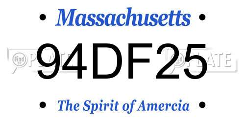 94DF25 Massachusetts License Plate