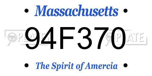 94F370 Massachusetts License Plate