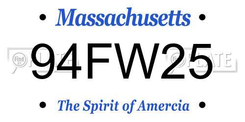 94FW25 Massachusetts License Plate