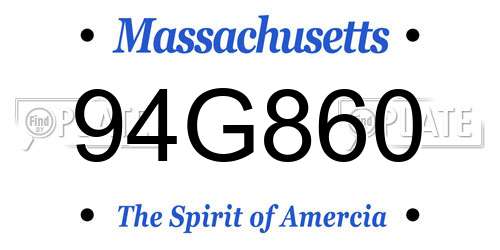 94G860 Massachusetts License Plate
