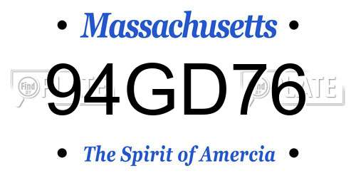 94GD76 Massachusetts License Plate