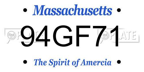 94GF71 Massachusetts License Plate